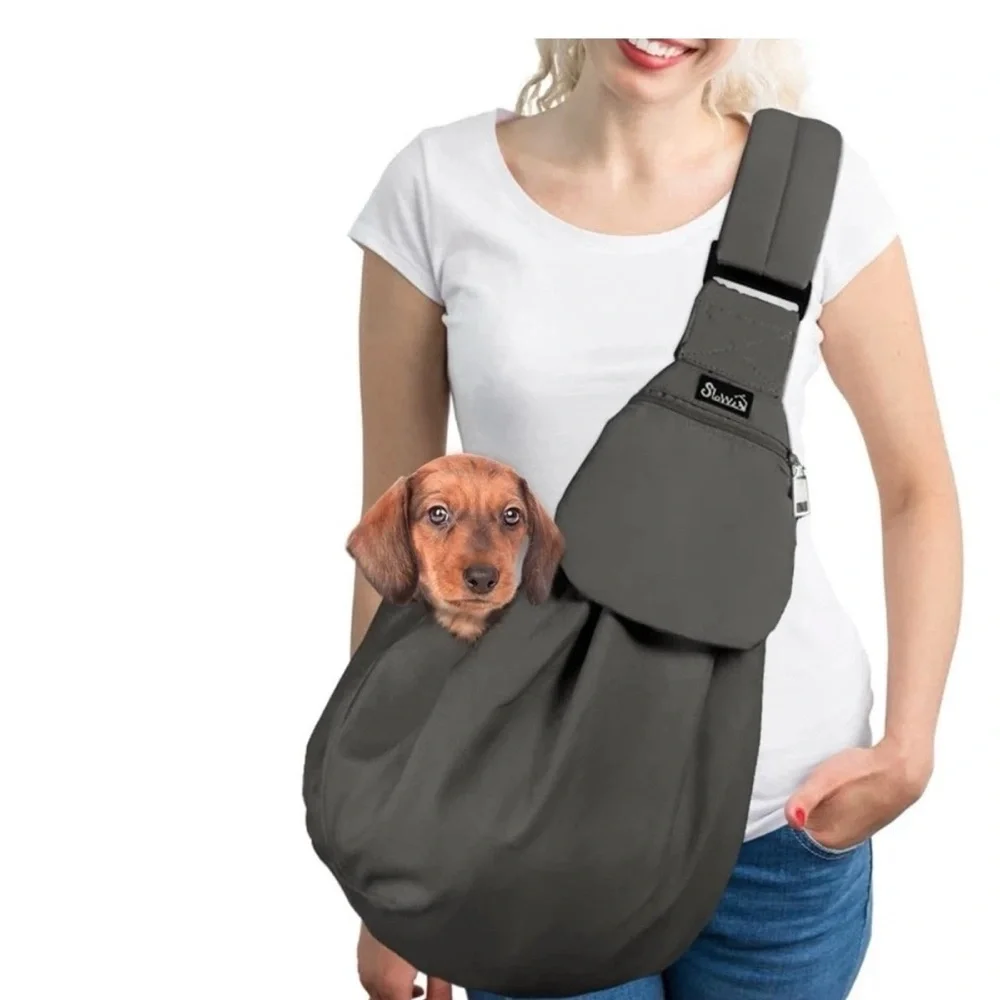 Slow ton Dog or cat Carrier Sling Gray medium